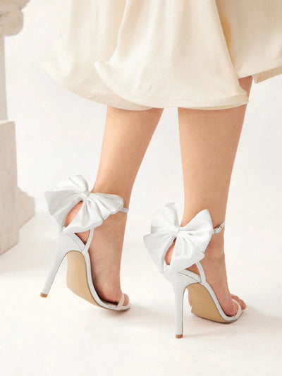 CUCCOO CHICEST Elegant Solid Color Bow Decor High Heel Sandals