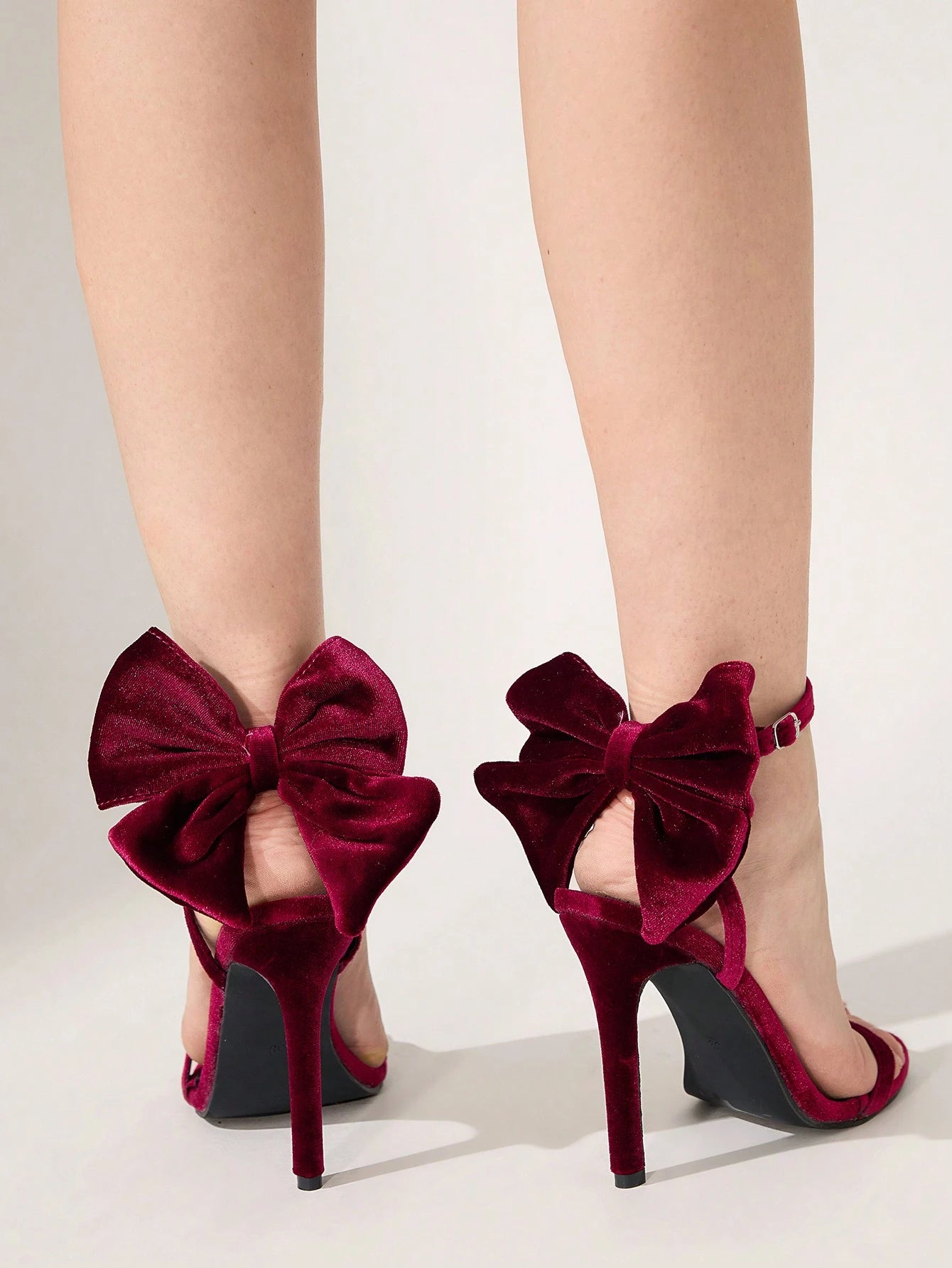 CUCCOO CHICEST Elegant Solid Color Bow Decor High Heel Sandals