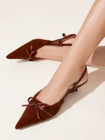 Women's Pointed Toe High Heels With Thin Heels And Bowknot Decoration