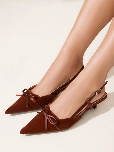 Women's Pointed Toe High Heels With Thin Heels And Bowknot Decoration