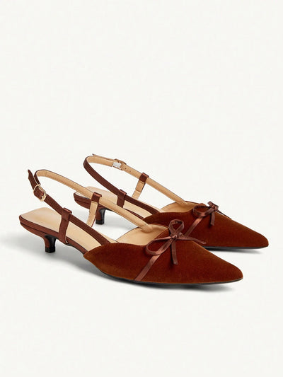 Women's Pointed Toe High Heels With Thin Heels And Bowknot Decoration