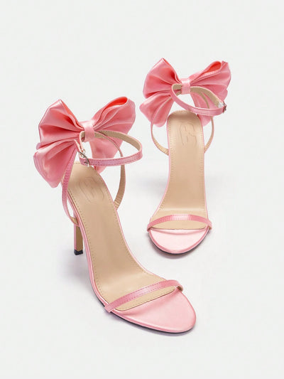 CUCCOO CHICEST Elegant Solid Color Bow Decor High Heel Sandals