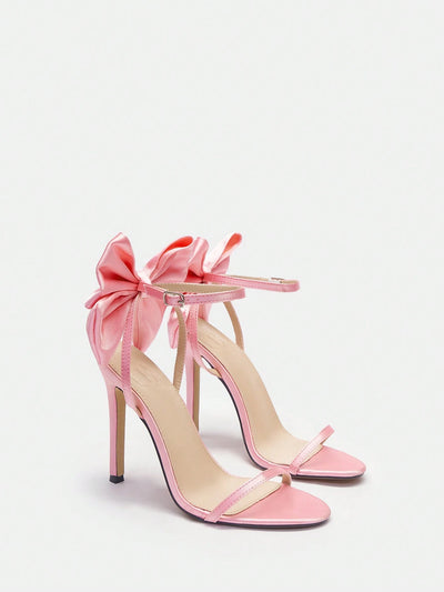 CUCCOO CHICEST Elegant Solid Color Bow Decor High Heel Sandals