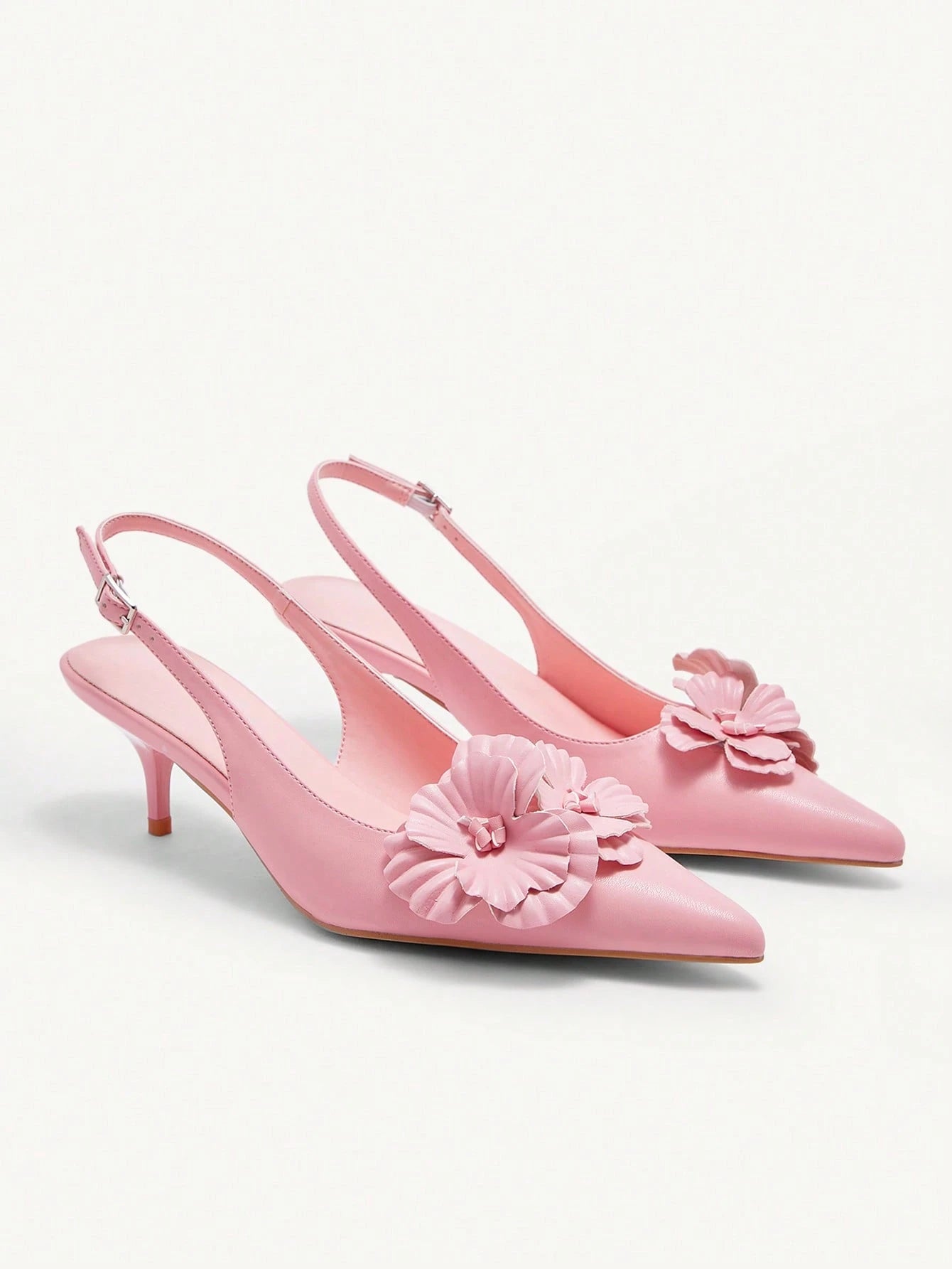 Women's Fashion Elegant 3D Floral Decor Pointed Toe High Heel Pumps