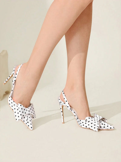 Women's Pointed Toe Back Strap Bow High Heel Pumps