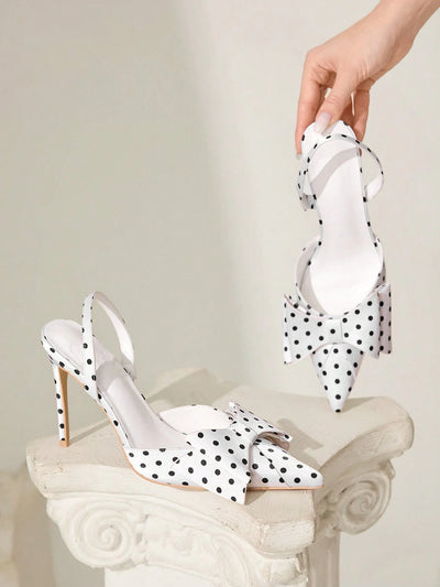 Women's Pointed Toe Back Strap Bow High Heel Pumps