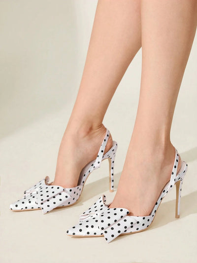 Women's Pointed Toe Back Strap Bow High Heel Pumps