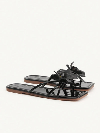CHICEST Women's Red Fashion Metal Buckle Flat Sandals