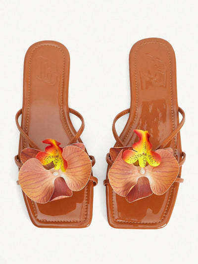 CHICEST Women's Red Fashion Metal Buckle Flat Sandals