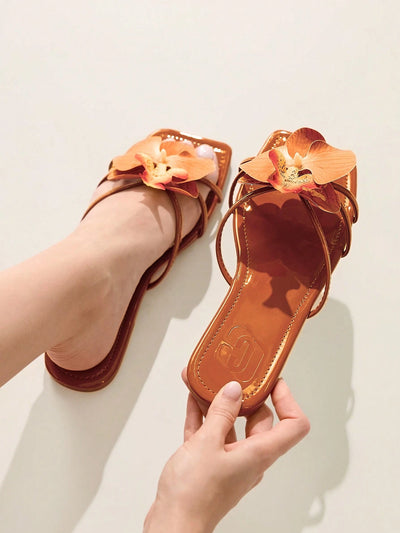 CHICEST Women's Red Fashion Metal Buckle Flat Sandals