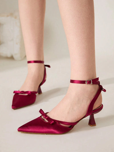 Women's Pointed Toe High Heels With Thin Heels And Bowknot Decoration