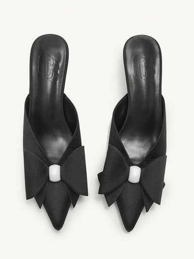 Women's Pointed Toe Back Strap Bow High Heel Pumps