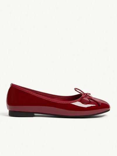 BIZCHIC Round Toe Bow Detail Slip On Ballet Flats