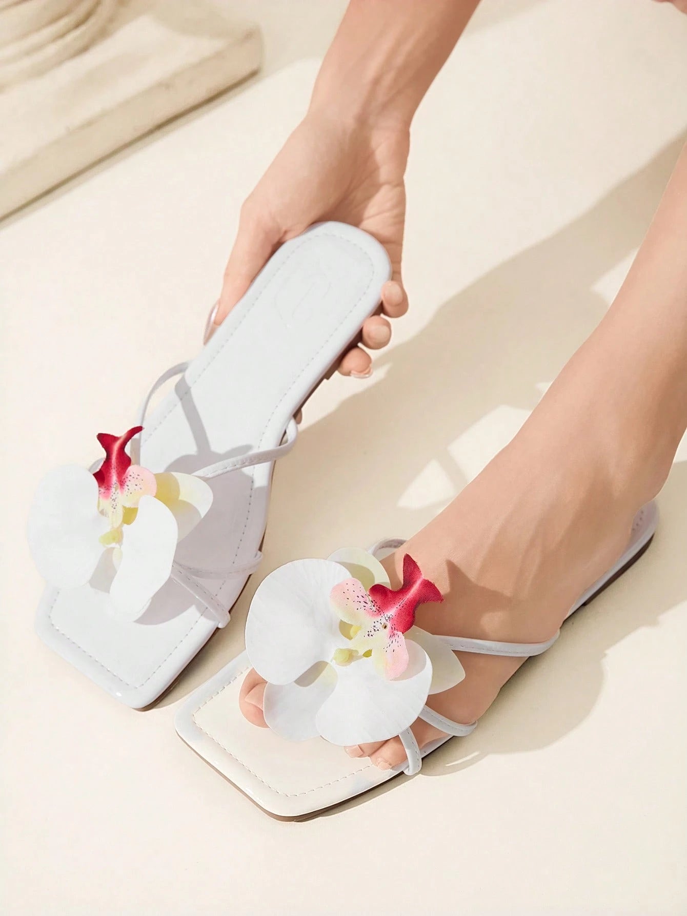 CHICEST Women's Red Fashion Metal Buckle Flat Sandals