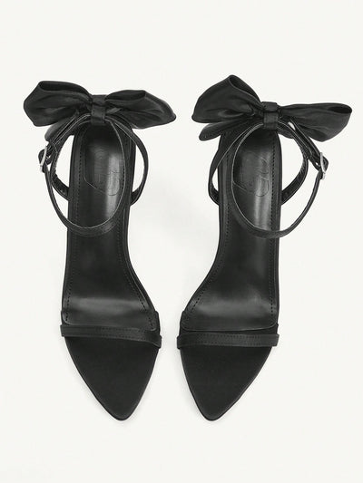 CUCCOO CHICEST Elegant Solid Color Bow Decor High Heel Sandals
