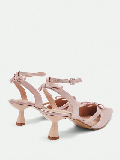 Women's Pointed Toe High Heels With Thin Heels And Bowknot Decoration