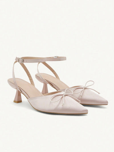 Women's Pointed Toe High Heels With Thin Heels And Bowknot Decoration