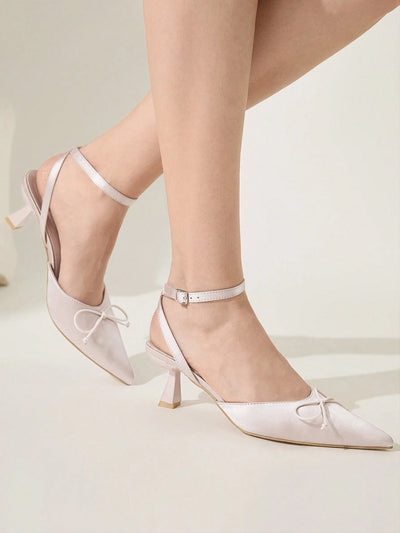 Women's Pointed Toe High Heels With Thin Heels And Bowknot Decoration