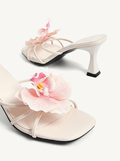 CUCCOO CHICEST Women's Red High Heel Floral 3D Design Sandals