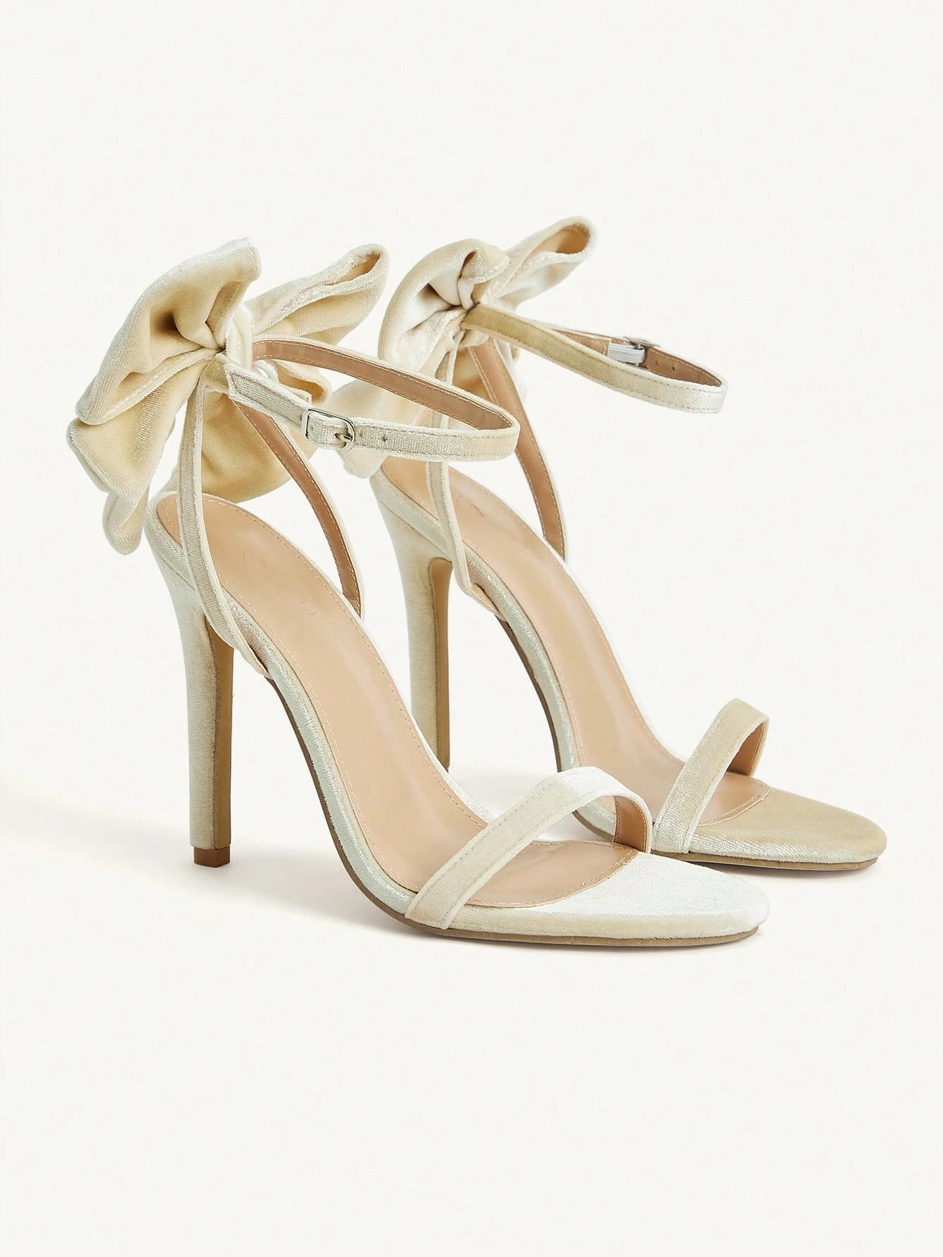 CUCCOO CHICEST Elegant Solid Color Bow Decor High Heel Sandals