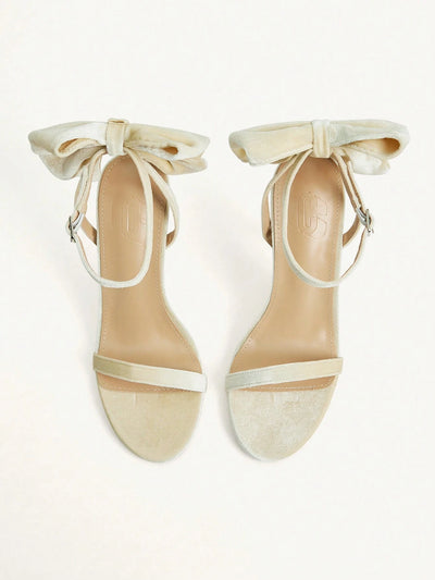 CUCCOO CHICEST Elegant Solid Color Bow Decor High Heel Sandals