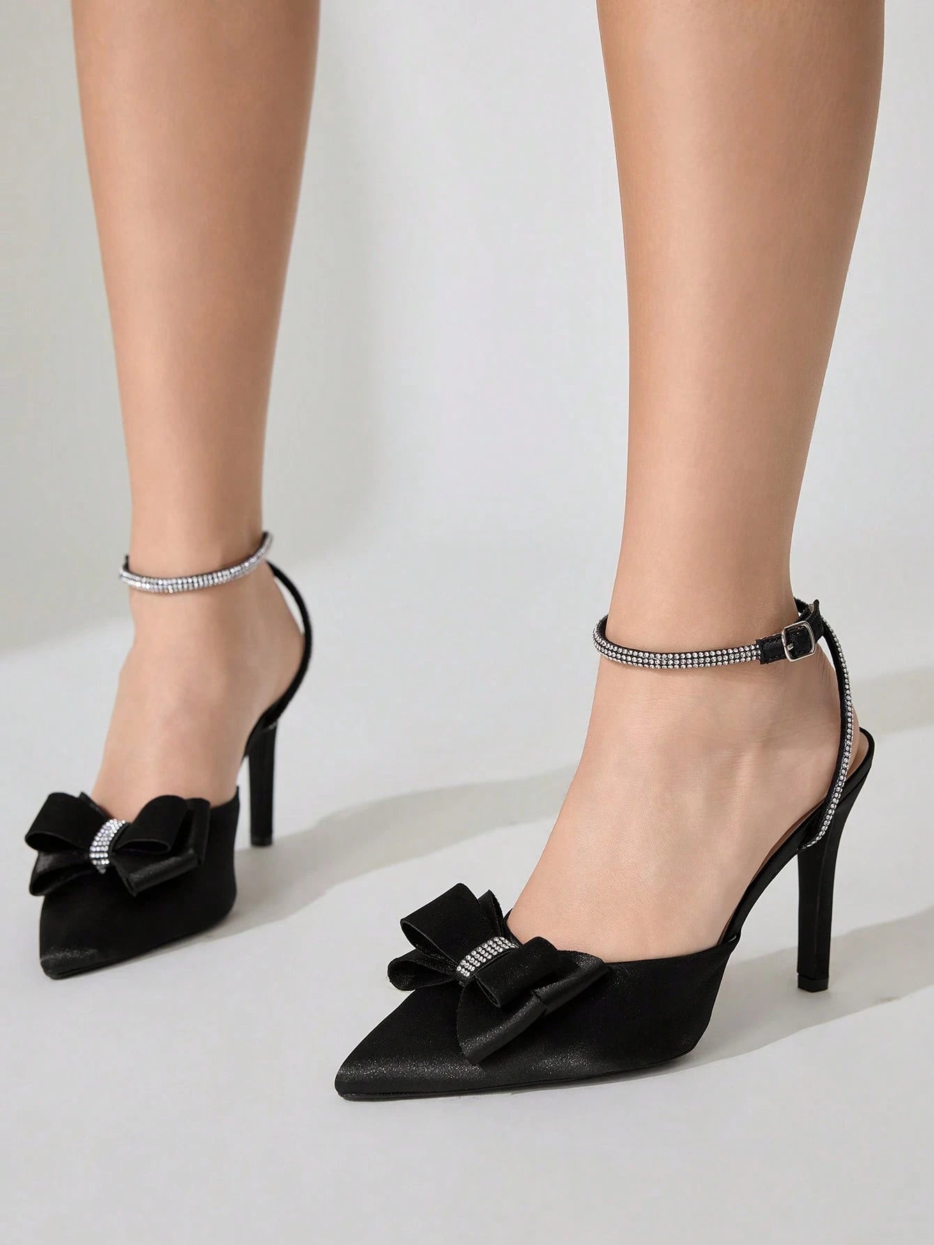 Women's Pointed Toe Back Strap Bow High Heel Pumps