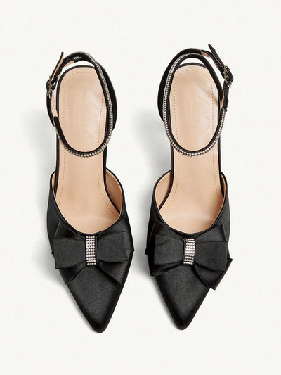 Women's Pointed Toe Back Strap Bow High Heel Pumps