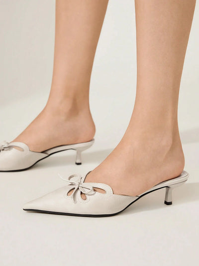 Women's Pointed Toe High Heels With Thin Heels And Bowknot Decoration