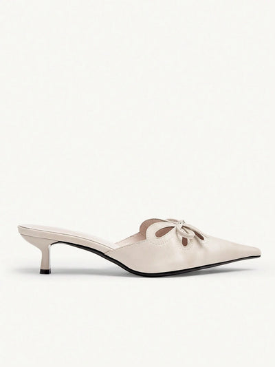 Women's Pointed Toe High Heels With Thin Heels And Bowknot Decoration