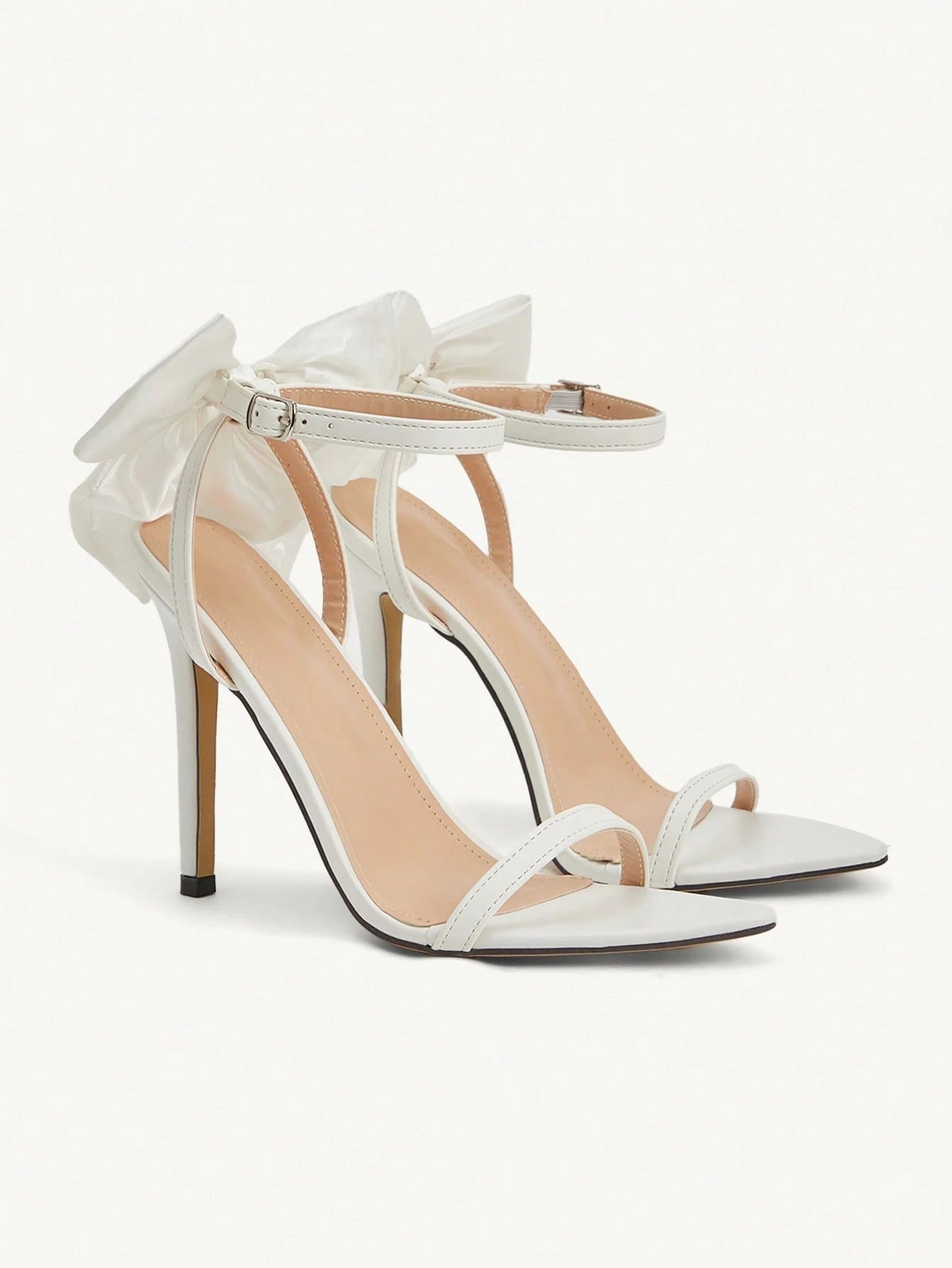CUCCOO CHICEST Elegant Solid Color Bow Decor High Heel Sandals