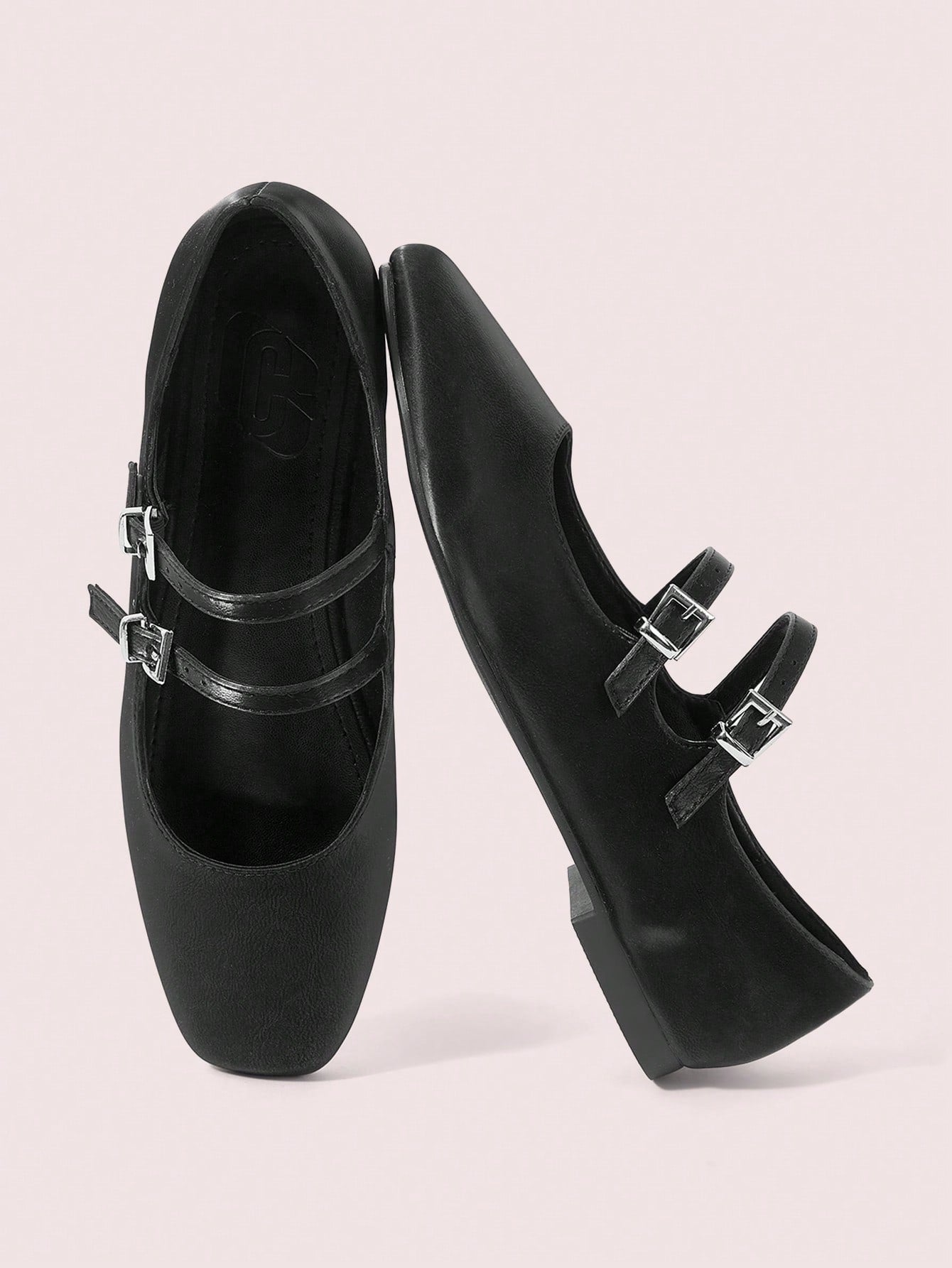 DOLLMOD Women's Double Buckle Design Casual Fashion Flat Loafers