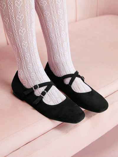 DOLLMOD Women's Double Buckle Design Casual Fashion Flat Loafers