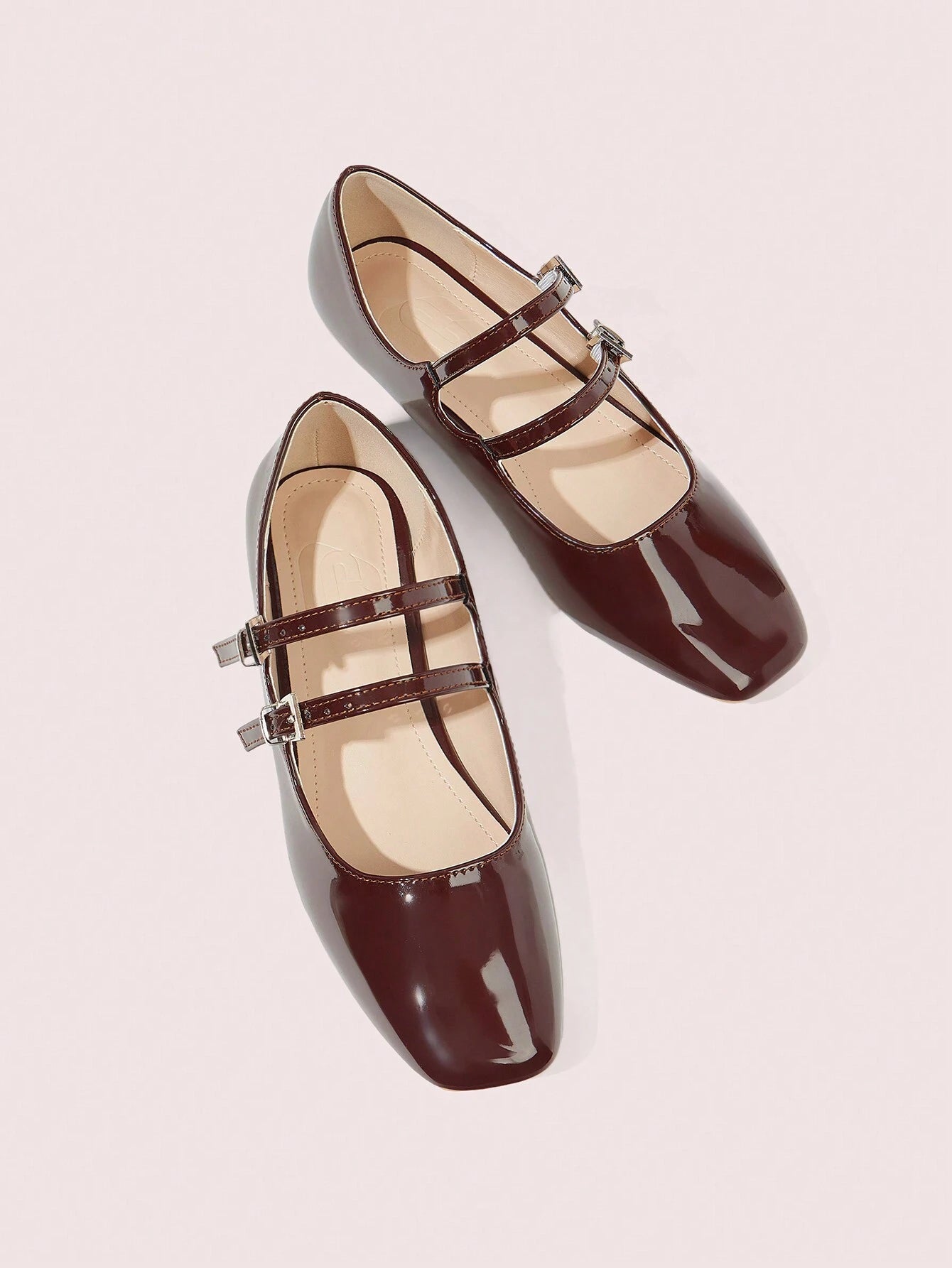 DOLLMOD Women's Double Buckle Design Casual Fashion Flat Loafers