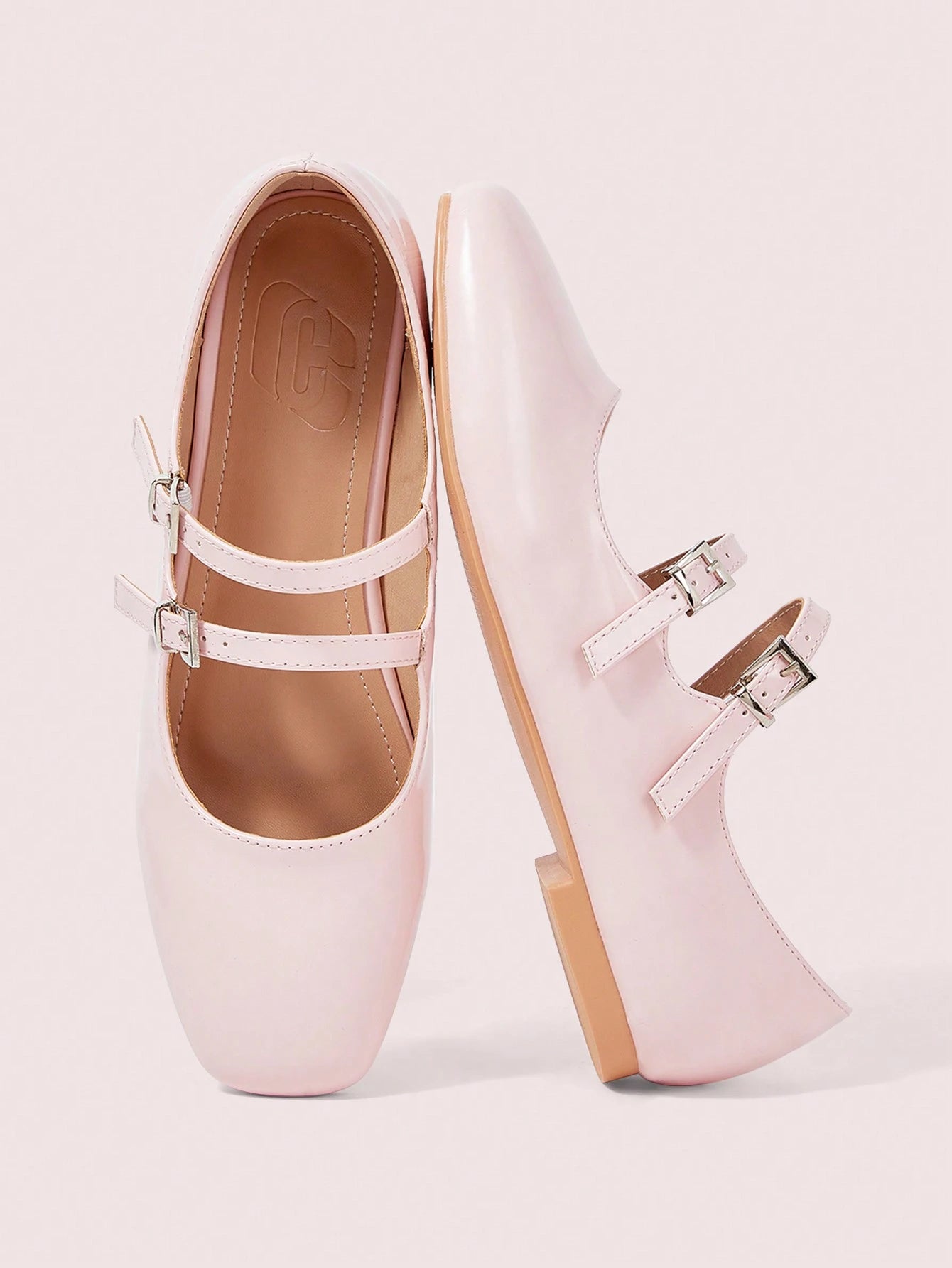 DOLLMOD Women's Double Buckle Design Casual Fashion Flat Loafers