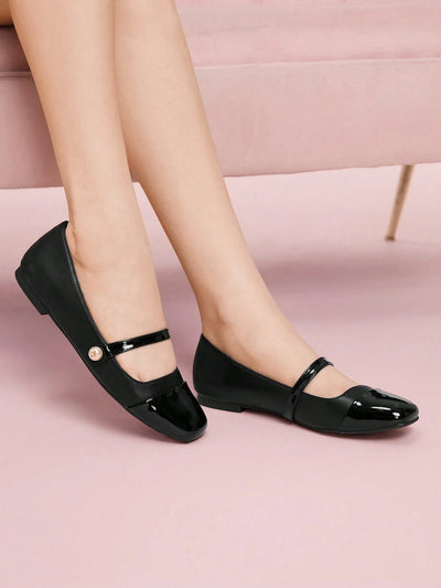DOLLMOD Women's Double Buckle Design Casual Fashion Flat Loafers
