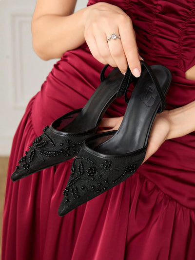 Women's Mid Heel Pointed Toe Stiletto Party Pumps