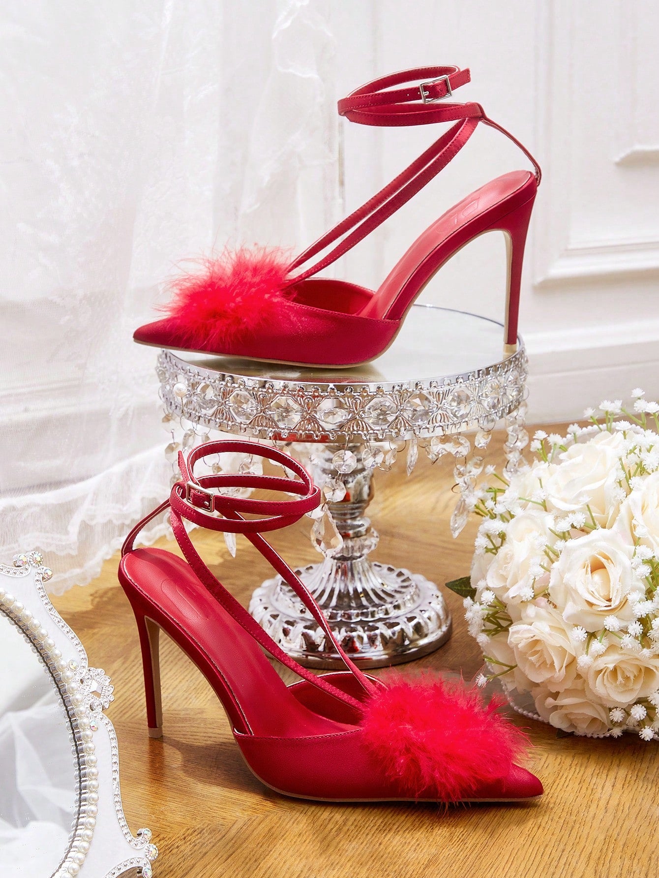 Women's Pointed Toe Back Strap Bow High Heel Pumps