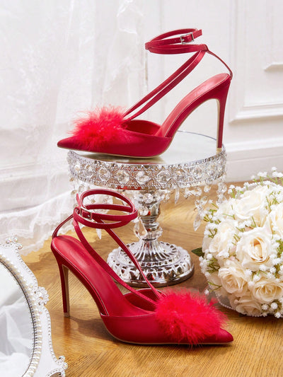 Women's Pointed Toe Back Strap Bow High Heel Pumps
