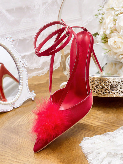 Women's Pointed Toe Back Strap Bow High Heel Pumps
