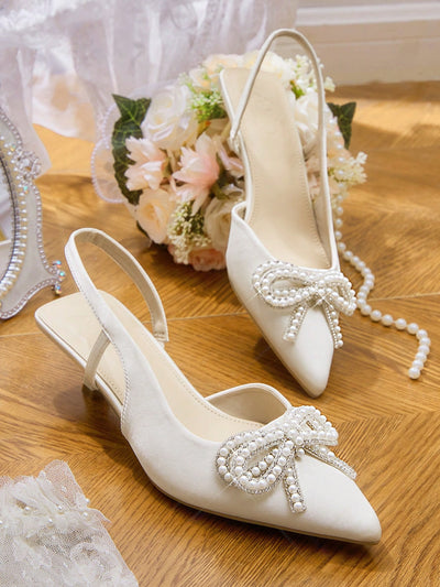 CHICEST Women's V-Cut Milky White Low Vamp Cross Strap Elegant Pointed Toe Ankle High Heel
