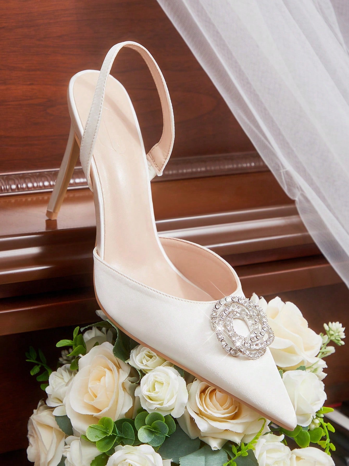 Women's Pointed Toe Back Strap Bow High Heel Pumps