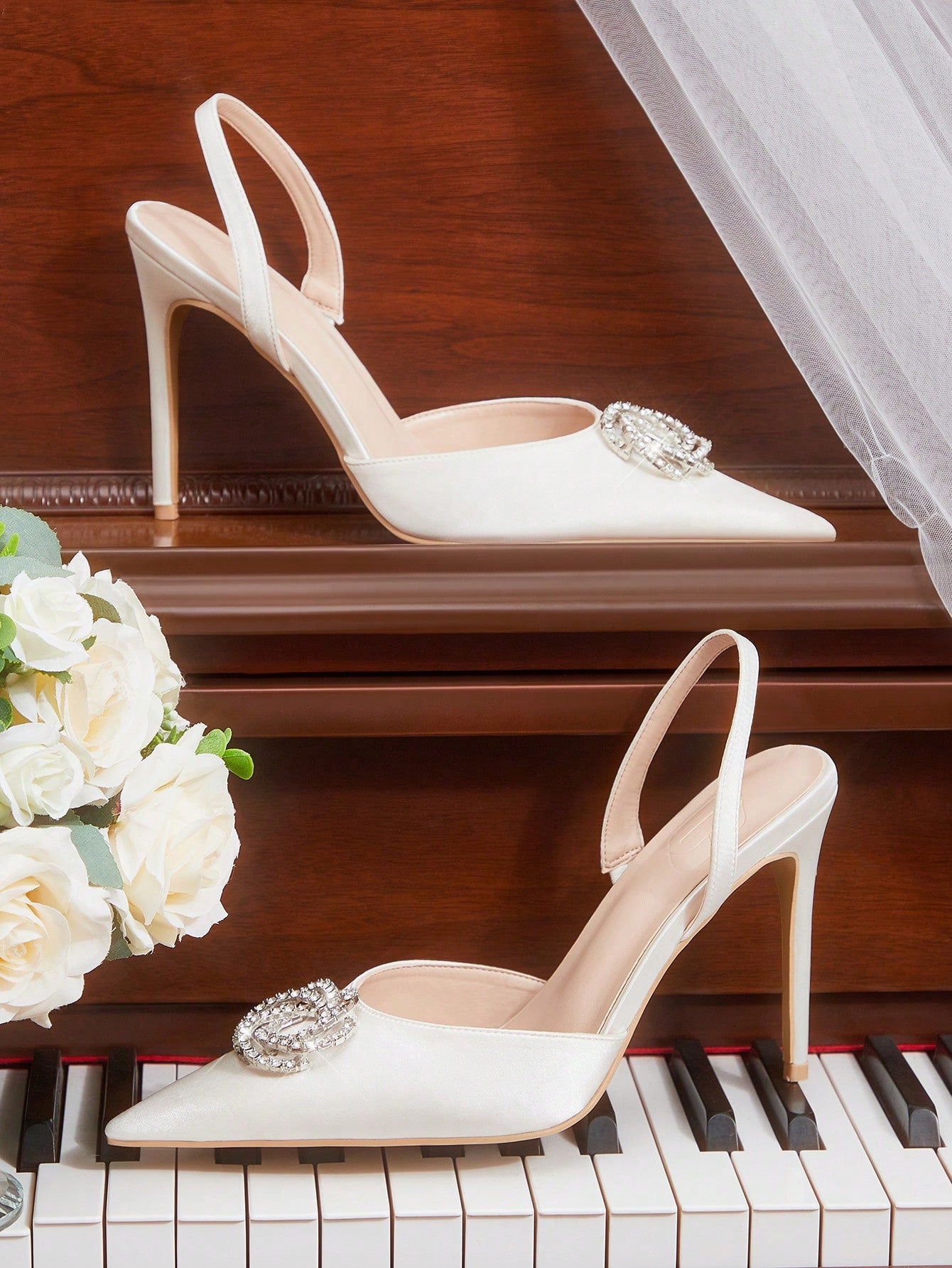 Women's Pointed Toe Back Strap Bow High Heel Pumps