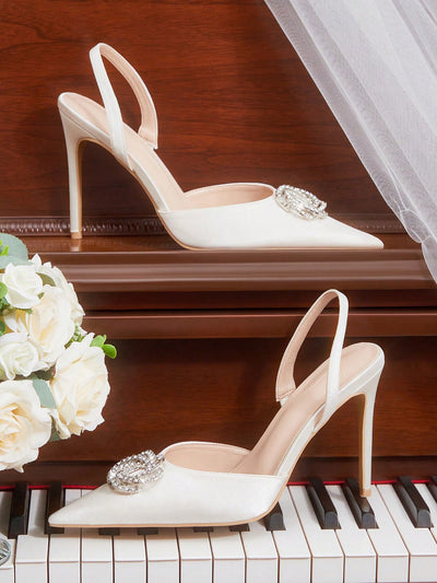 Women's Pointed Toe Back Strap Bow High Heel Pumps