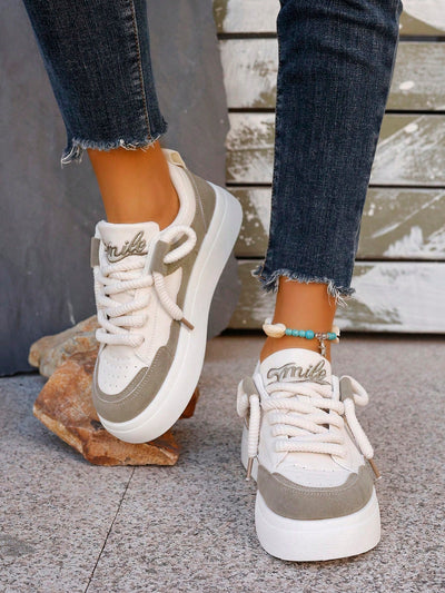 Fashionable Color-block White Sneakers