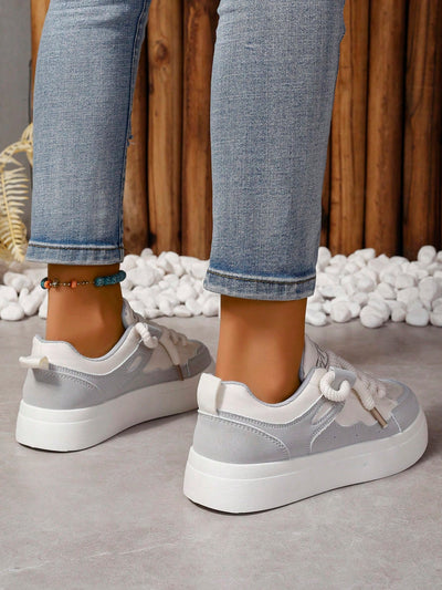Fashionable Color-block White Sneakers