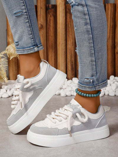 Fashionable Color-block White Sneakers