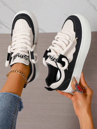 Fashionable Color-block White Sneakers