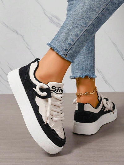 Fashionable Color-block White Sneakers