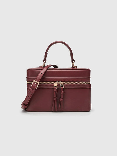 Fashionable Hard-Sided Blue Square Handbag, With Dual Shoulder Straps