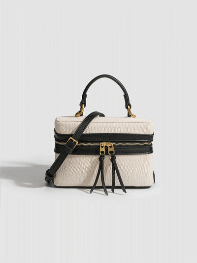 Fashionable Hard-Sided Blue Square Handbag, With Dual Shoulder Straps